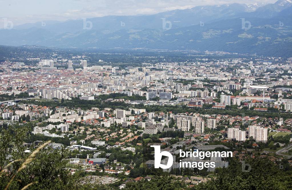 General view of the city of Grenoble (Isere, Rhone Alpes).