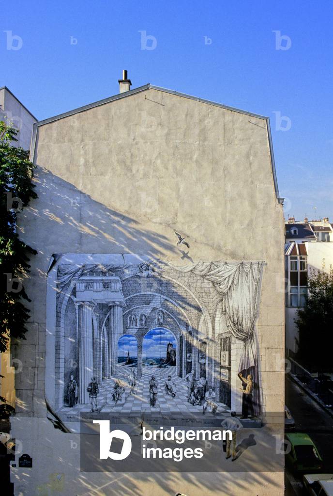 Painted wall, La Coulee verte, Impasse des Primeveres, Paris 11 Designer: Rebuffet, 1985