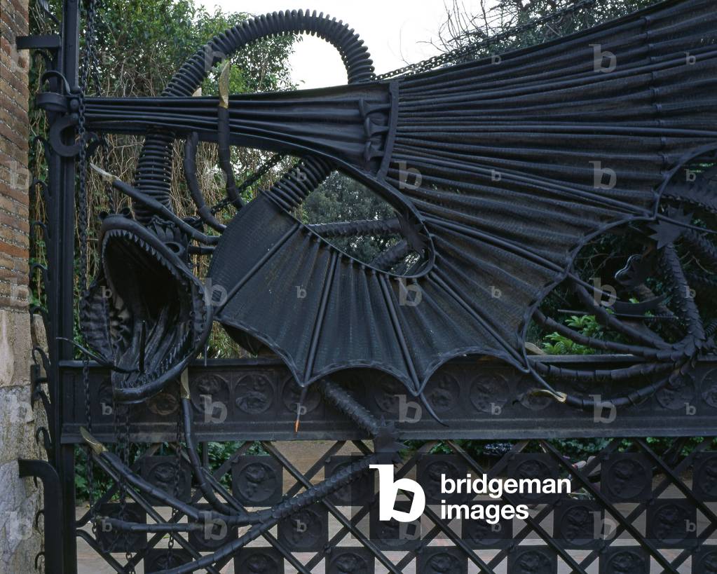 Pavilion Finca Guell, Avenida Pedralbes 7-15 in Barcelona (Spain), realized by Antoni Gaudi (1852-1926) in 1884-1887.