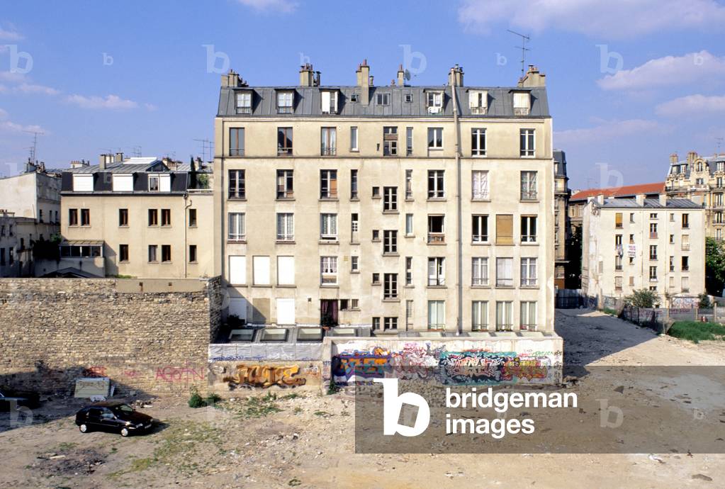 Construction site, residential building, Rue de Charenton in Paris 12th arrondissement.