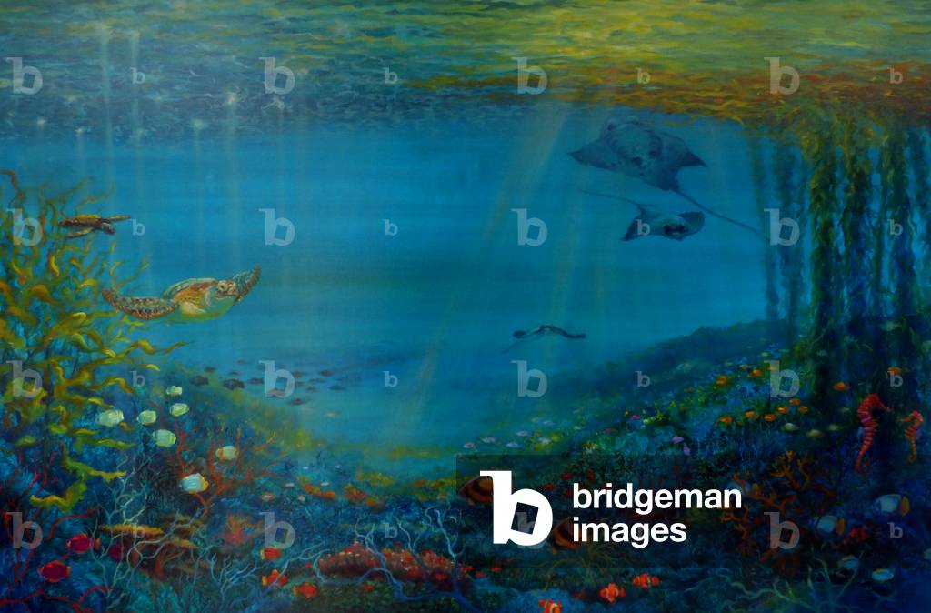 Coral Reef, 2018 (oil on canvas) Tropical underwater scene