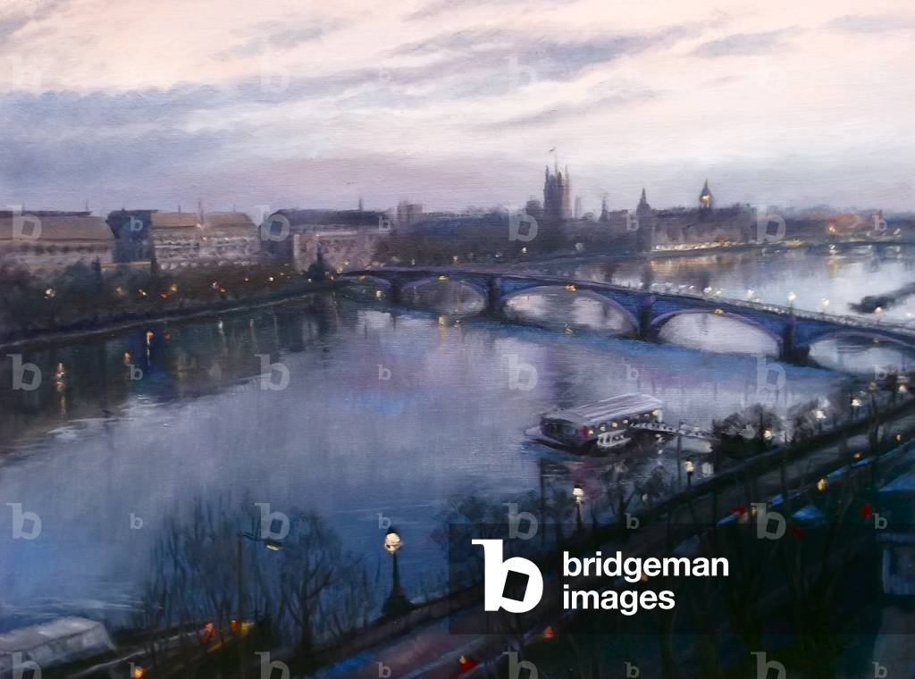 Thames Dawn 2013 (oil on canvas) London Thames