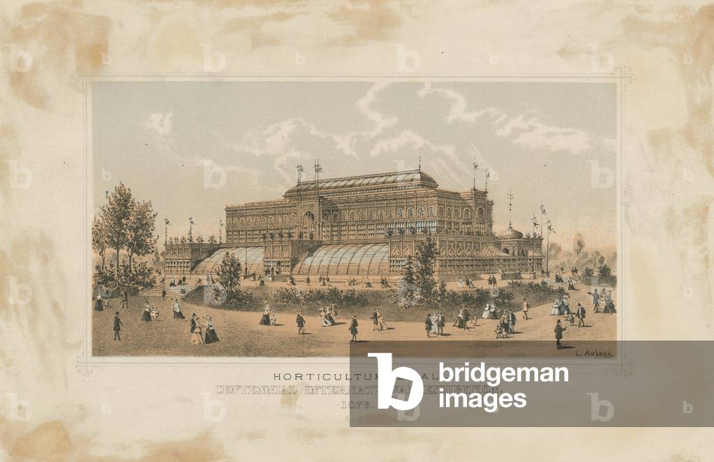 Horticultural Hall, Views of Centennial Exhibition buildings, c.1876 (stone tinted litho)
