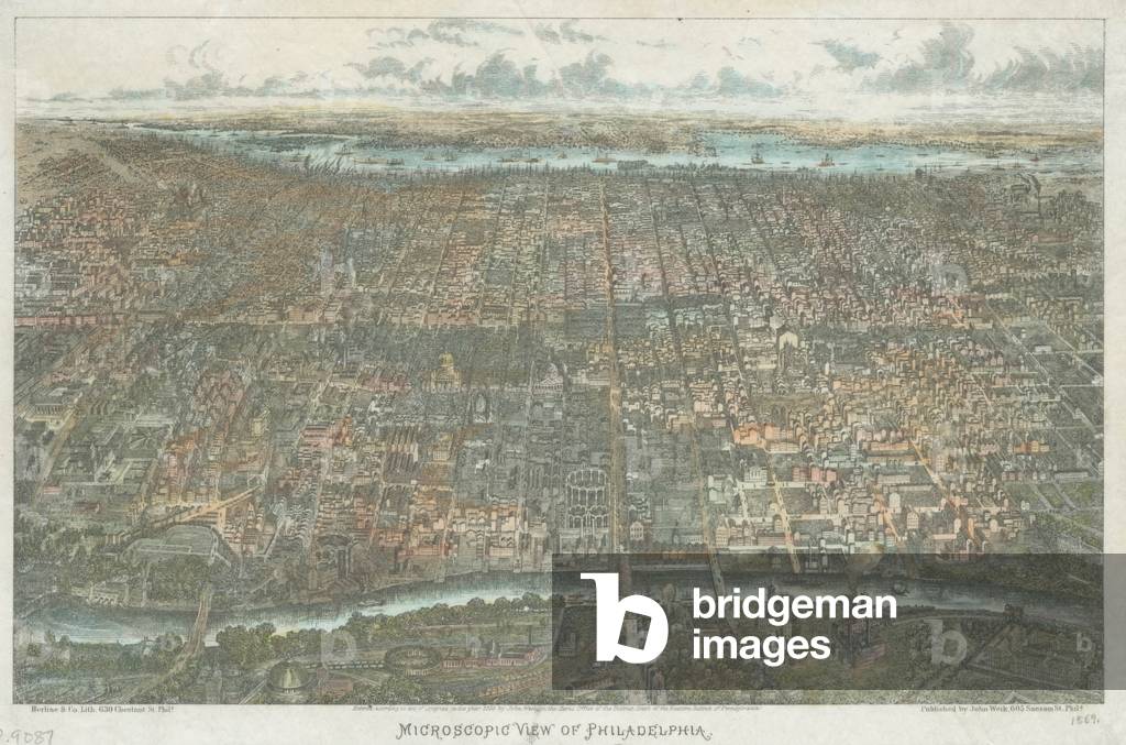 Microscopic view of Philadelphia, Herline & Co., c.1869 (hand-coloured litho)

