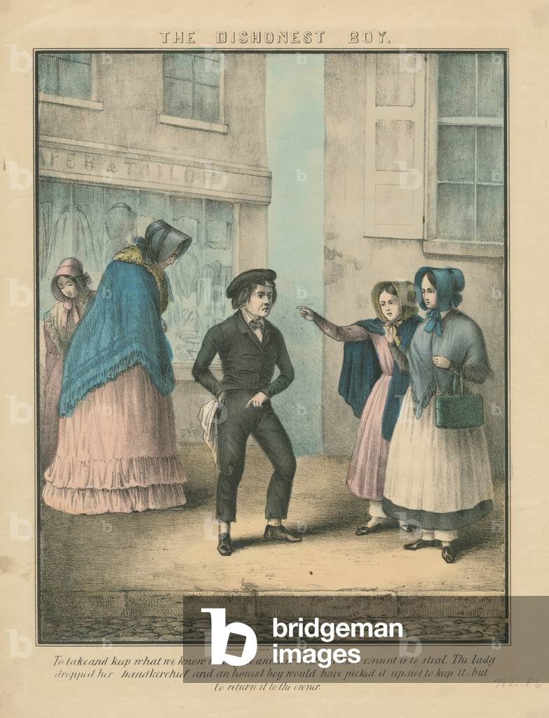 The dishonest boy, c.1850 (hand-coloured litho)