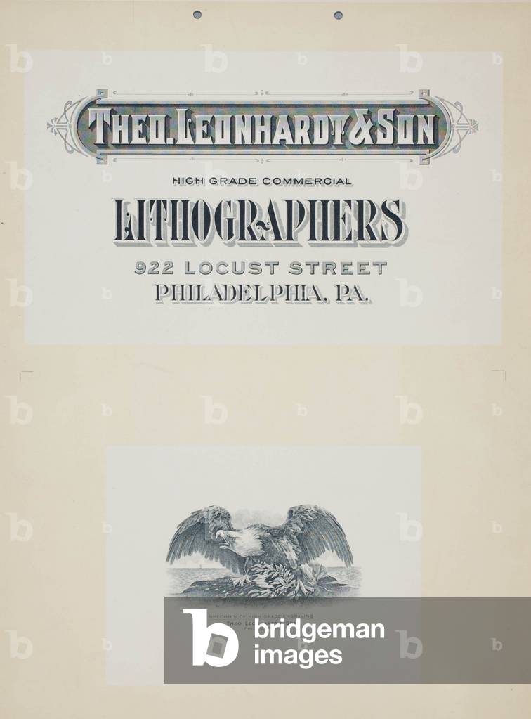 Specimen sheet for Theodore Leonhardt & Son, Commercial Lithographers 922 Locust Street Philadelphia, c.1930 (transfer litho)