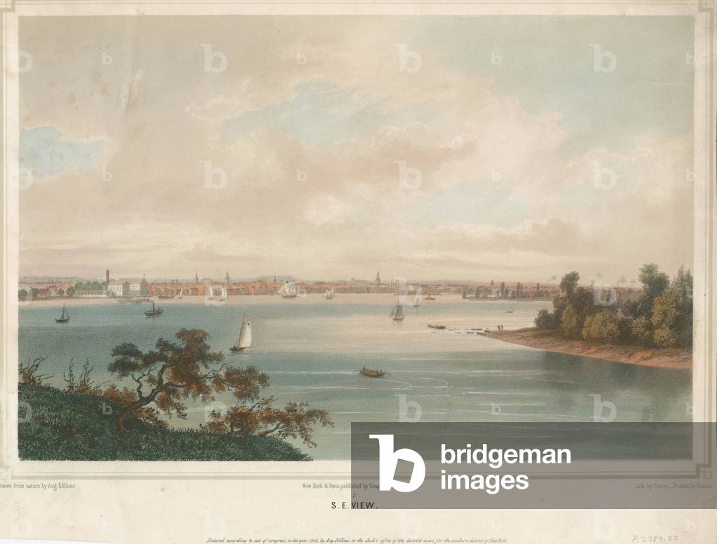 Philadelphia, S.E. view, printed by F.L. Cattier, c.1848 (tinted & hand-coloured litho)

