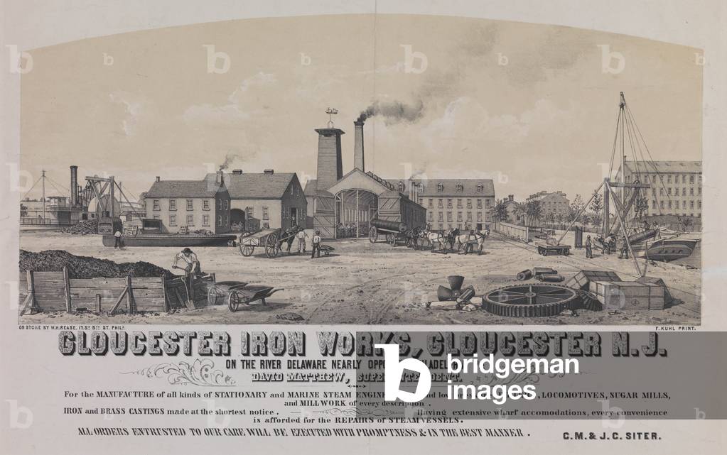 Advertisement for 'Gloucester Iron Works, Gloucester, N.J.', c.1850 (litho)
