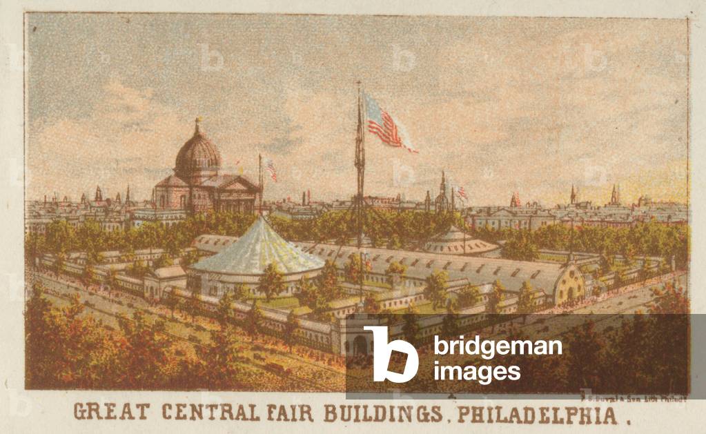 Great Central Fair buildings, Philadelphia, 1864 (chromolitho)