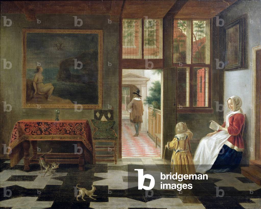Image de Peinture représentant Dutch Interior (huile sur toile), 17th Siècle par Janssens