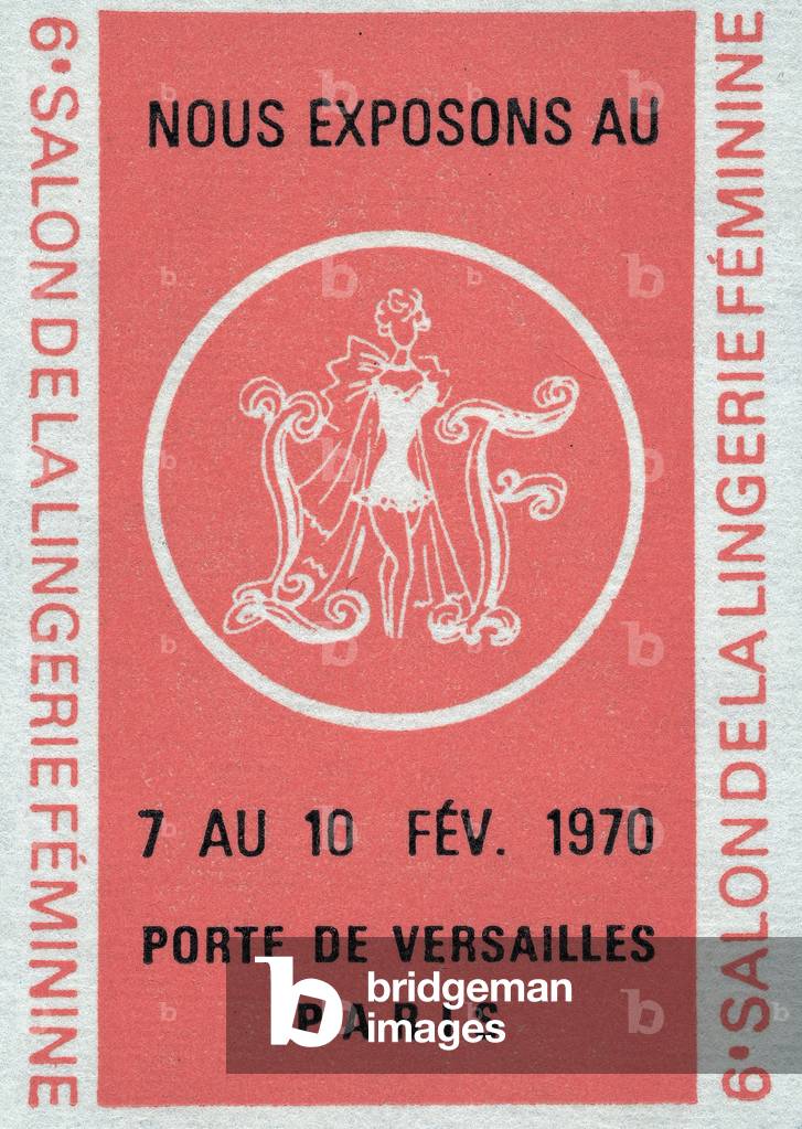 Silhouette of a seductive young woman, dressed in lingerie - Vignette illustree, claimed for the 6th salon de la lingerie feminine, Paris (France), 1970