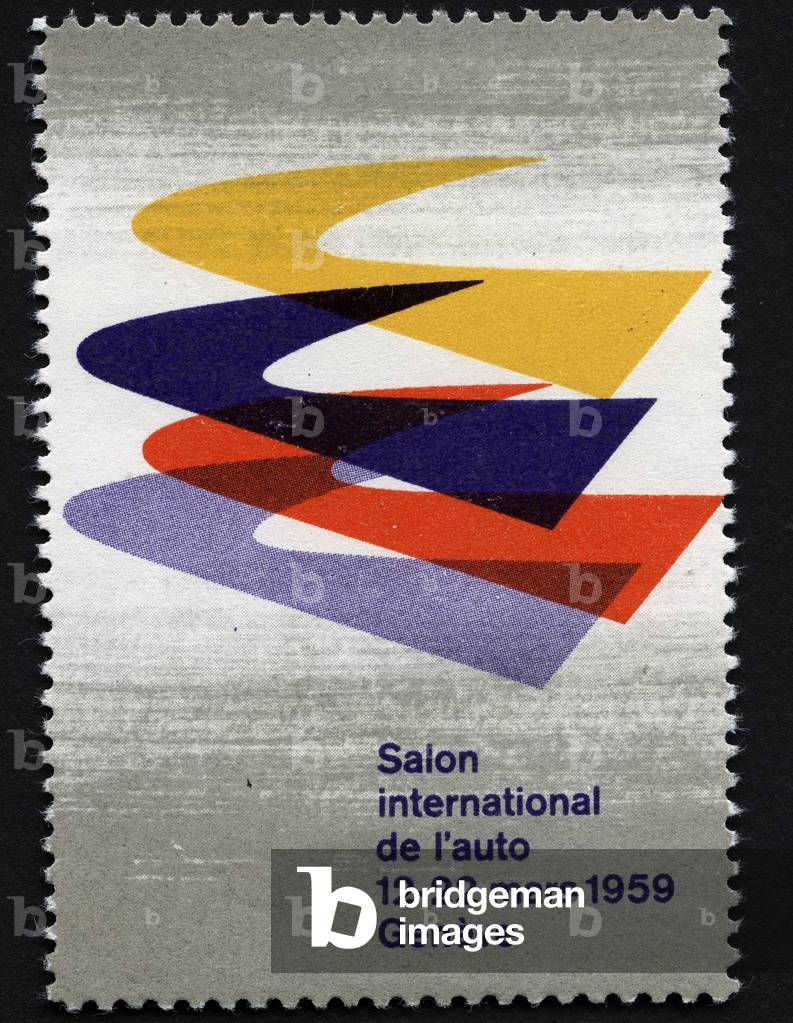 Illustree vignette, claimed for the Geneva International Auto Show (Switzerland), 1959