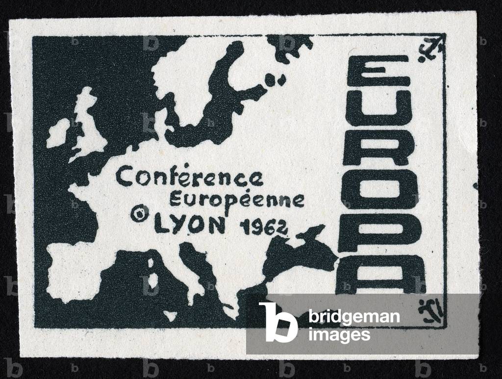 Map of Europe - Illustree vignette, claimed for the European conference in Lyon, 1962