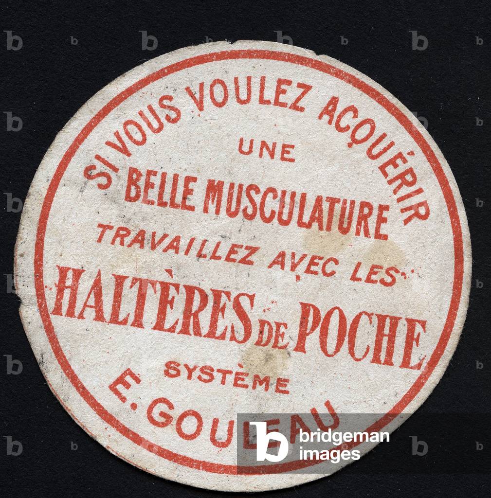 If you want to acquire a good musculature, work with pocket dumbbells, system gouleau - Vignette, claim for dumbbells, system E. Gouleau, France, beginning 20th century