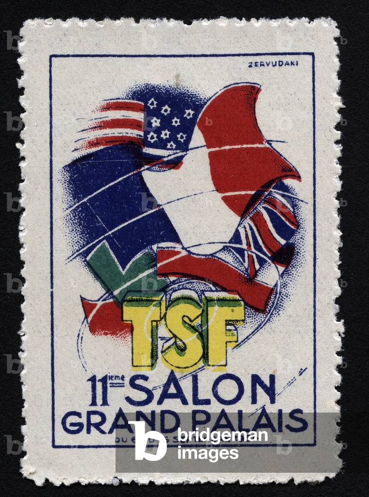 Flags - Vignette illustree by Zervudaki, claimed for the 11th TSF Salon, Paris, 1934