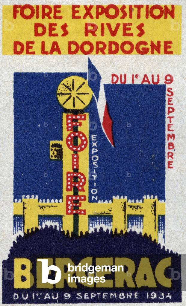 View of a modern high tower - Illustree vignette, reclaimed for the Fair Exposition des banks de la Dordogne, in Bergerac, 1934