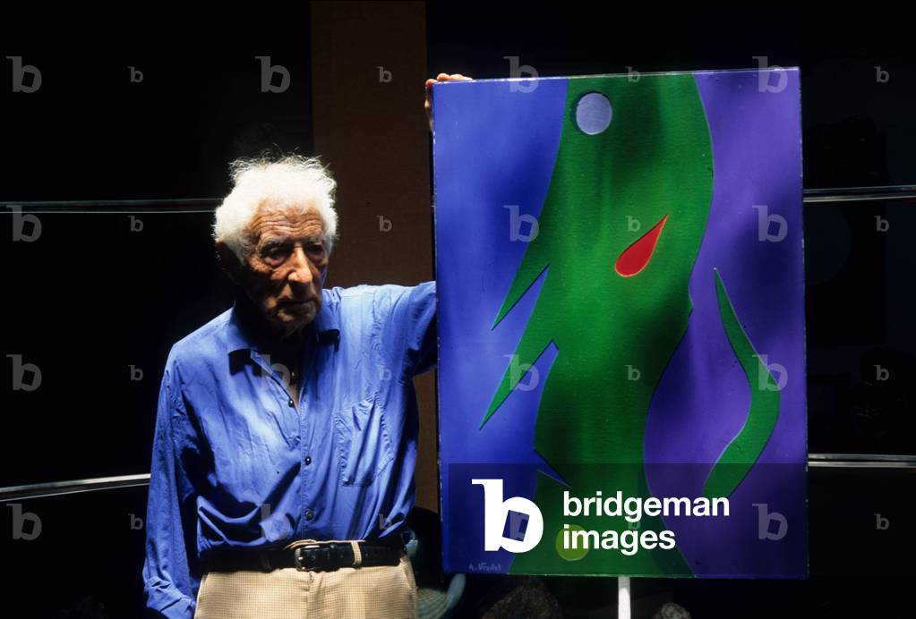 Andre Verdet (1913-2004) french poet, sculptor, painter, here in july 2004 (photo)