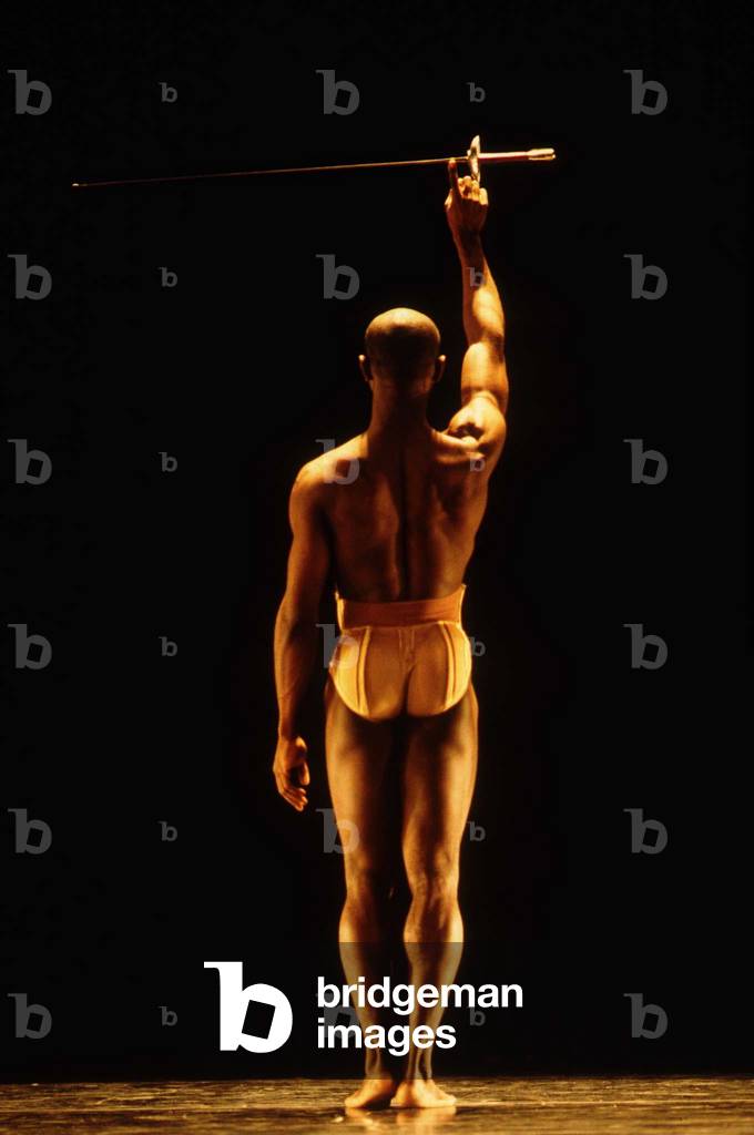 Rambert Dance Company, Paul Liburd dancing in 'La Petite Mort' by Juri Kylian, 1994