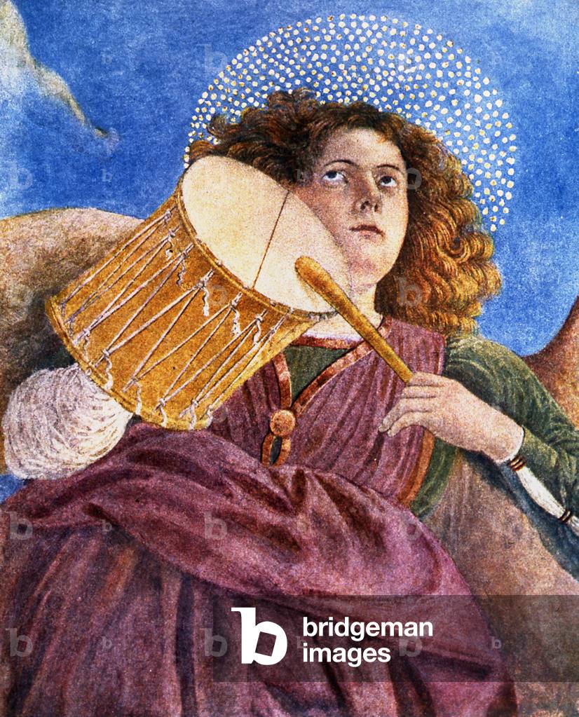 Angel playing side-drum, mid 15th century (fresco)