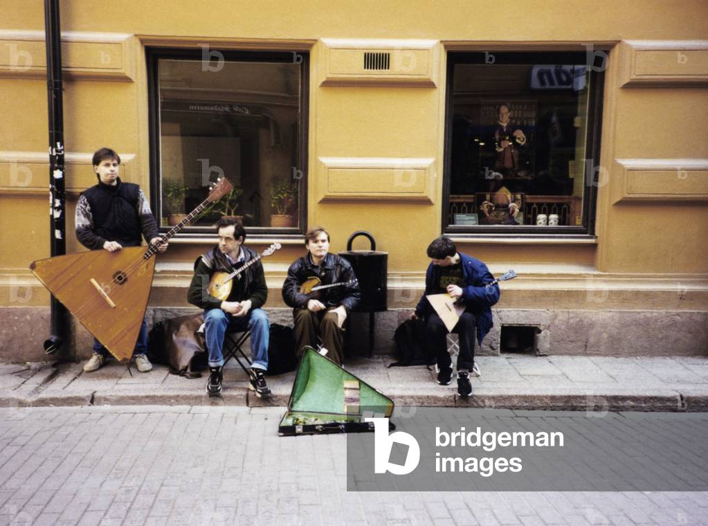 Balalaika band playing in the street in Stockholm, 1999