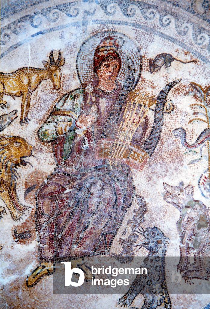 Roman mosaic showing musician playing lyre