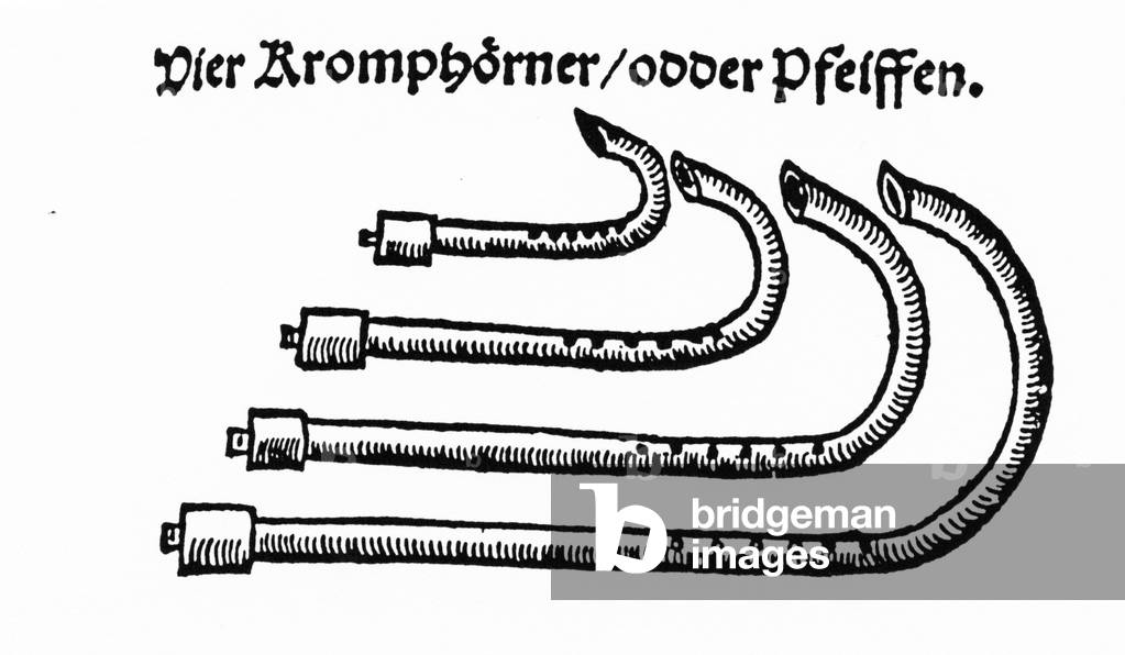 Crumhorn - Woodcut from Agricola 's  'Musica Instrumentalis Deudsch' , 1529