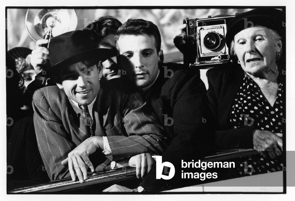 Mathieu Kassovitz on the set of See How They Fall, 1994. (b/w photo)