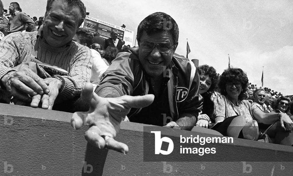 The actor Jerry Lewis to the Roland Garros tennis tournament, Paris, France, 1983