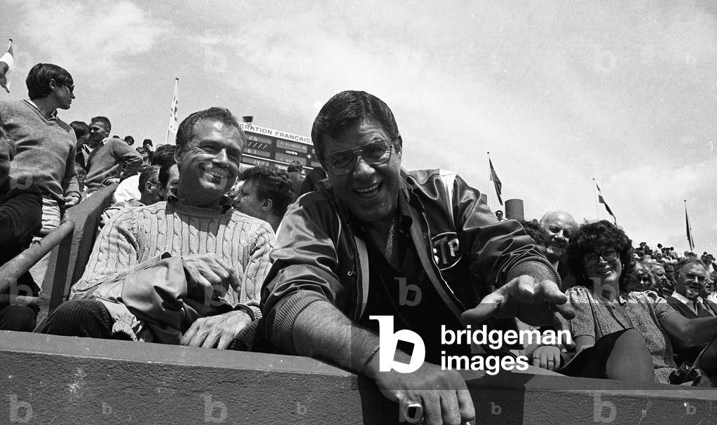 The actor Jerry Lewis to the Roland Garros tennis tournament, Paris, France, 1983