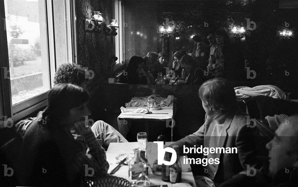 French coffee shop in Paris, France,10/1980