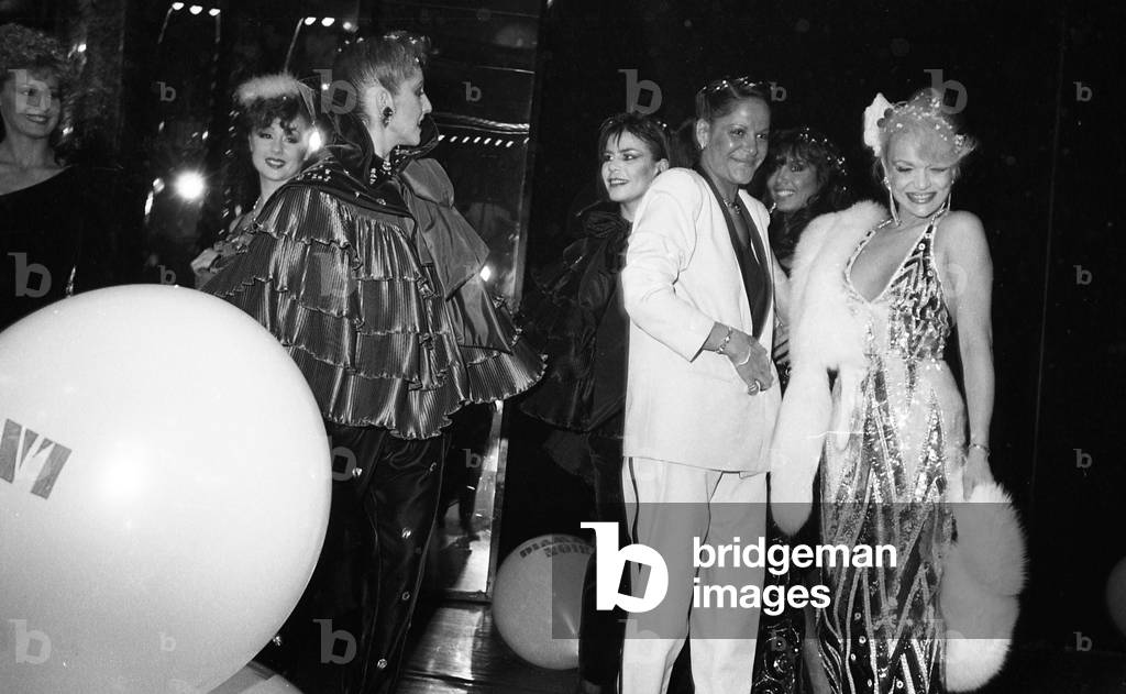 Fashion night at the parisian cabaret Alcazar, Parisian with Marie-France, 03/1984, France