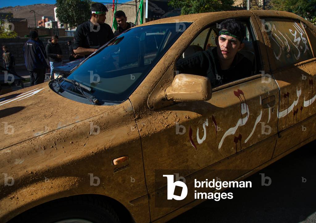 Car Covered with Mud Decorated for Ashura Shiite Celebration, Kurdistan Province, Bijar, Iran (photo)