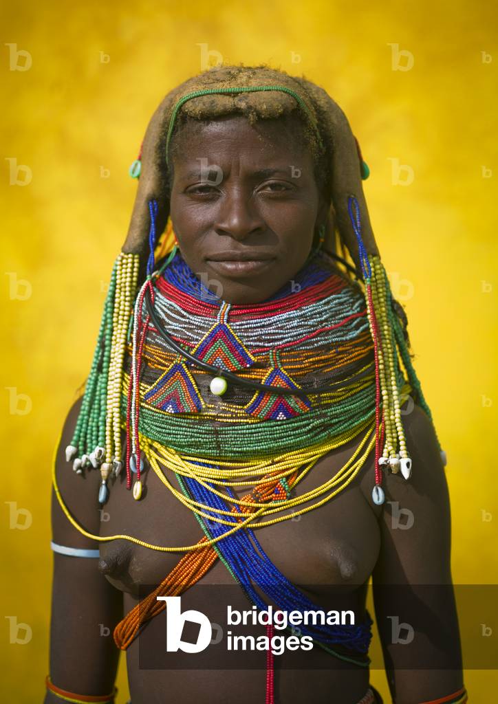 Mwila Woman with Vilanda Necklace at Huila Town Market, Angola, Africa (photo)
