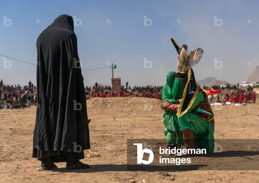 Traditional religious theatre called tazieh about Imam Hussein death in Kerbala, Lorestan Province, Khorramabad, Iran (photo)