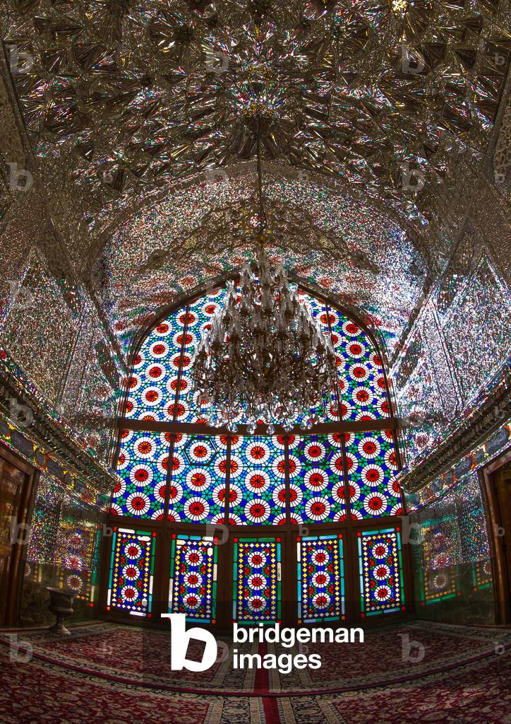 Stained Glass Windows in The Shah-e-Cheragh Mausoleum, Fars Province, Shiraz, Iran (photo)