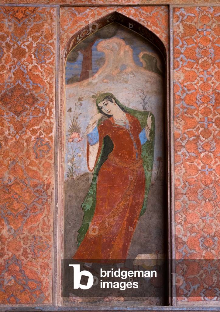 Fresco At Ali Qapu Palace Depicting Persian Woman, Isfahan Province, Isfahan, Iran, 2016 (photo)