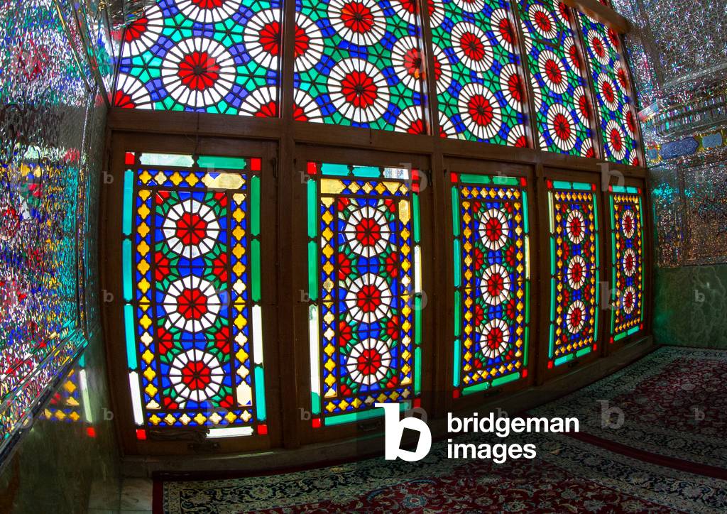 Stained Glass Windows in The Shah-e-Cheragh Mausoleum, Fars Province, Shiraz, Iran (photo)