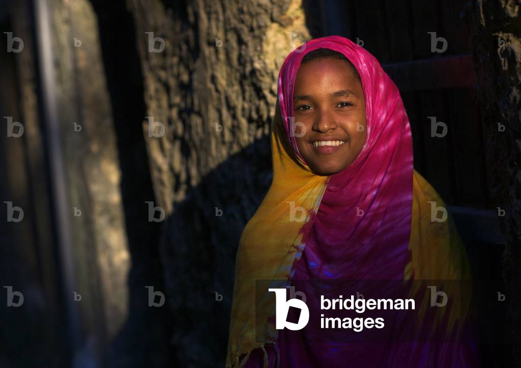 Beautiful teenage girl looking at camera, Lamu, Kenya, Africa (photo)