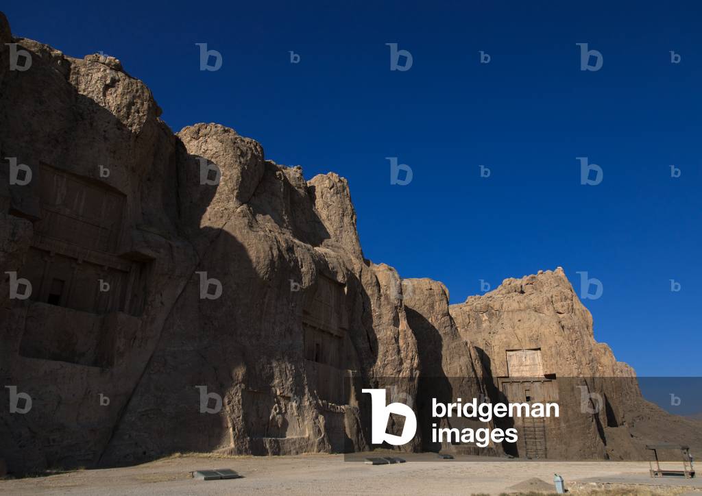 Achaemenian royal tombs in Naqsh-e Rustam necropolis, Fars Province, Shiraz, Iran (photo)