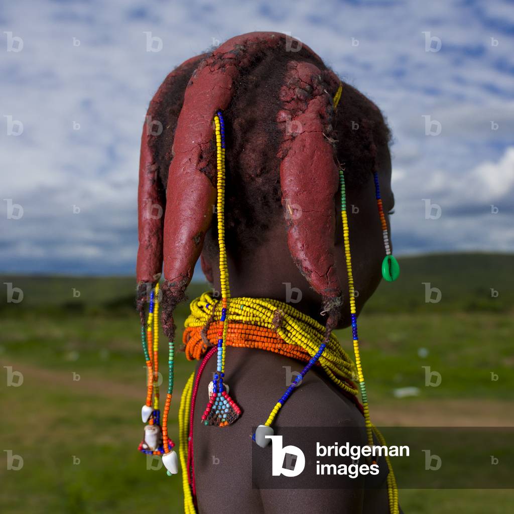 Mwila Girl with the Hair Covered with Oncula Paste, Chibia Area, Angola, Africa (photo)