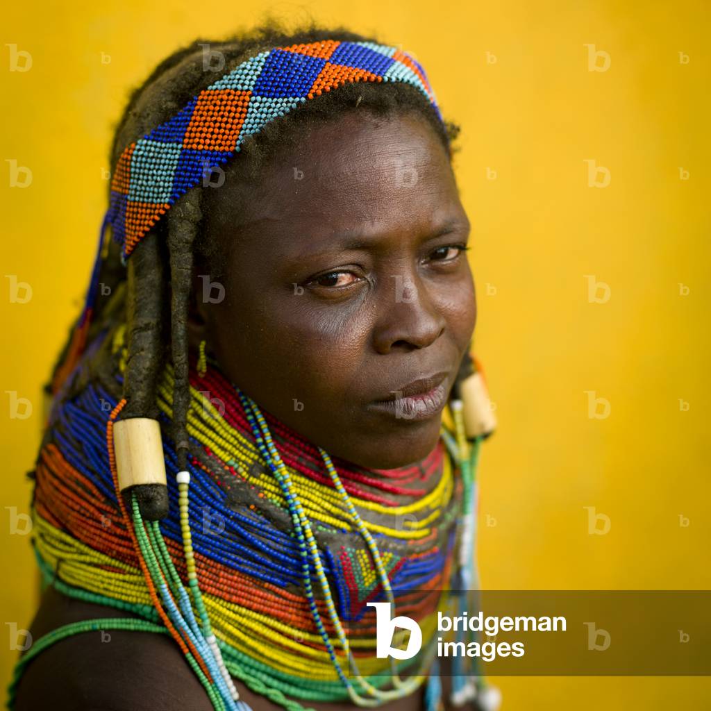 Mwila Woman with Vilanda Necklace, Huila Town Market, Angola, Africa (photo)