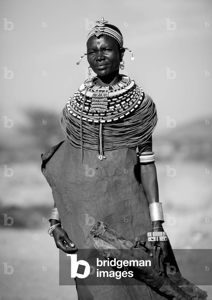 Samburu woman with traditional jewellry, Samburu county, Samburu national reserve, Kenya, Africa (photo)