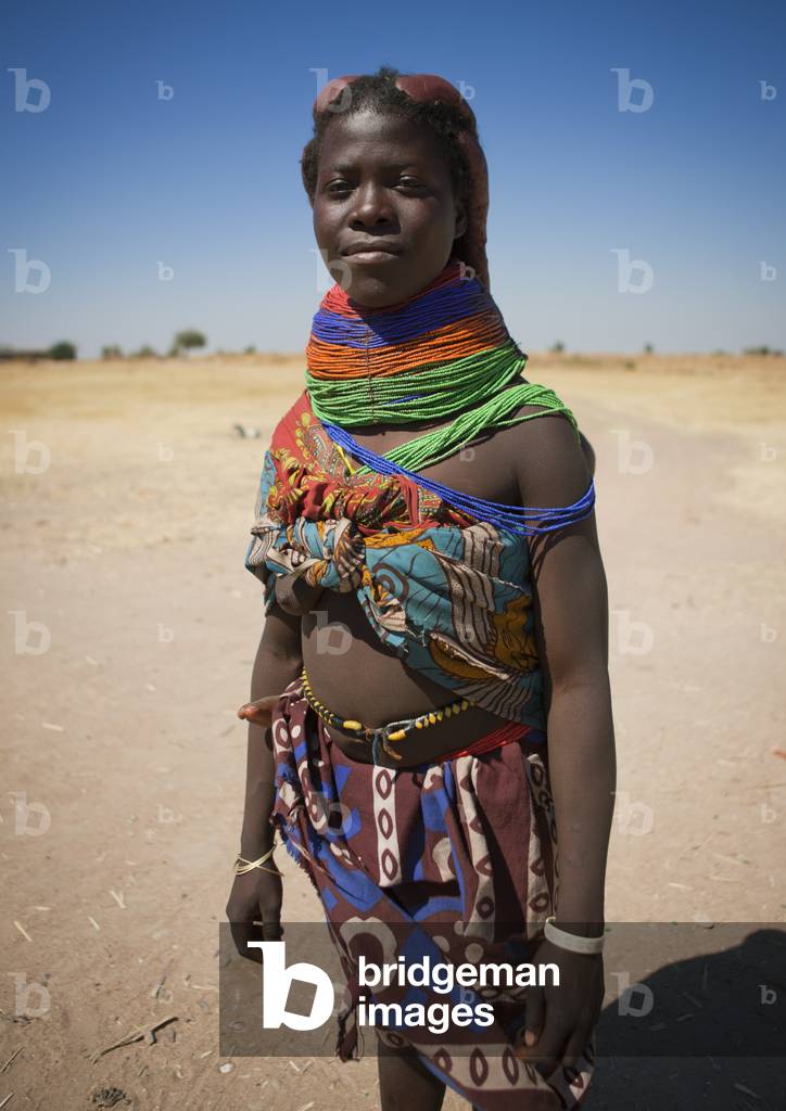 Mumuhuila Woman with the Traditional Giant Necklace, Hale Village, Angola, Africa (photo)