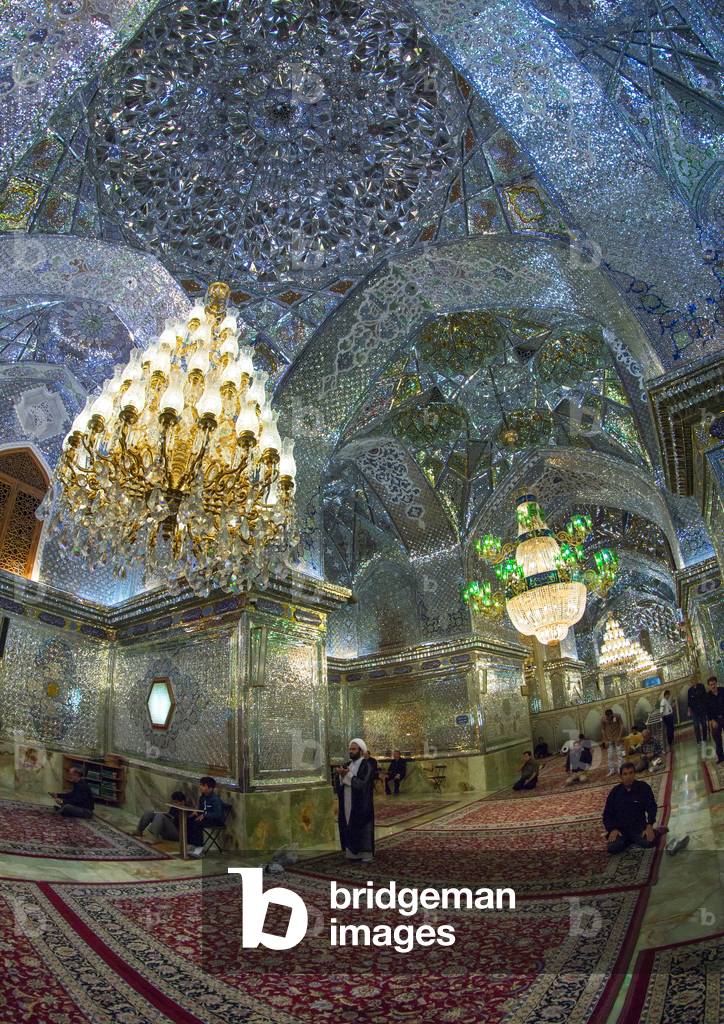 Muslim Shiite People Hall of The Shah-e-Cheragh Mausoleum, Fars Province, Shiraz, Iran (photo)