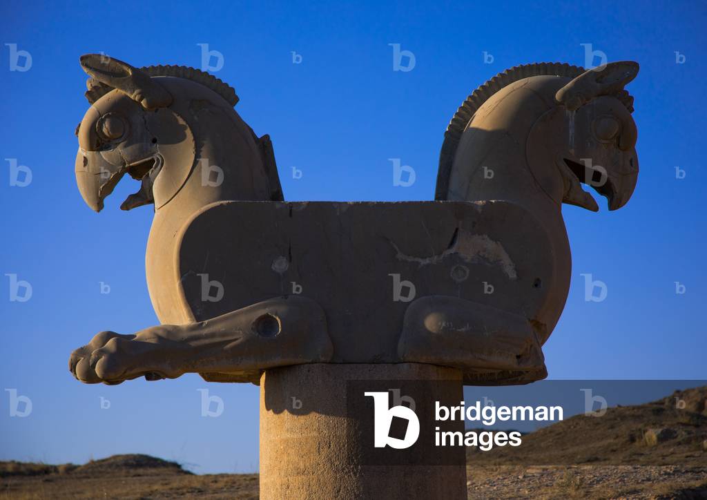 Two-headed griffin in Persepolis, Fars Province, Marvdasht, Iran (photo)