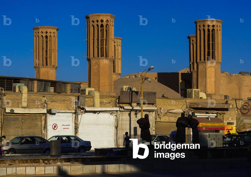 Wind Towers used as a Natural Cooling System in Iranian Traditional Architecture, Yazd Province, Yazd, Iran (photo)
