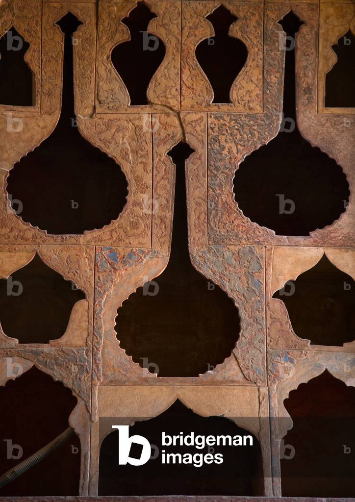 Famous acoustic ceiling in the music room of ali qapu palace, Isfahan Province, Isfahan, Iran (photo)