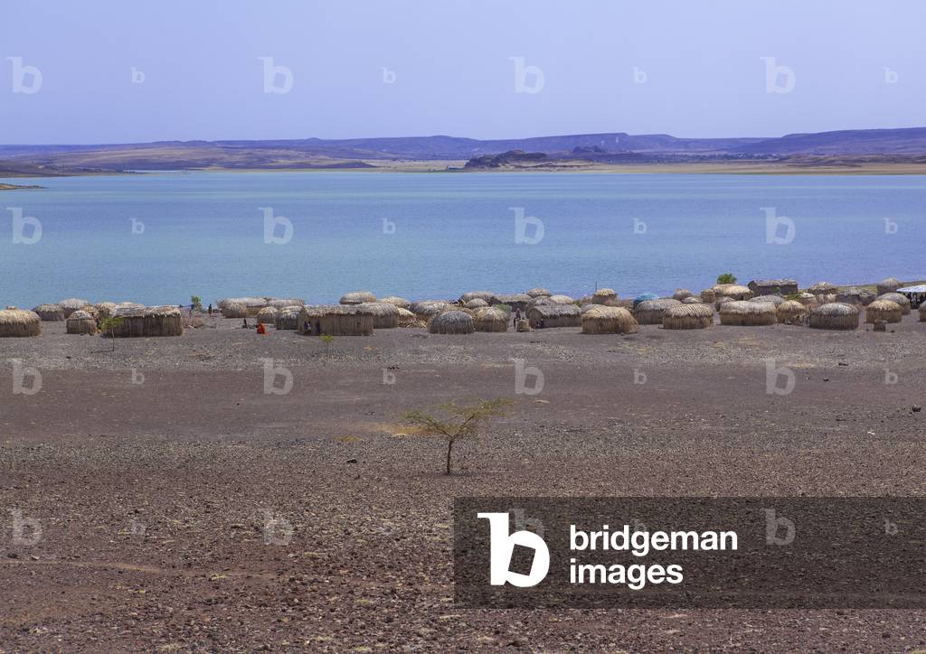 Grass huts in el molo tribe village, Turkana lake, Loiyangalani, Kenya, Africa (photo)