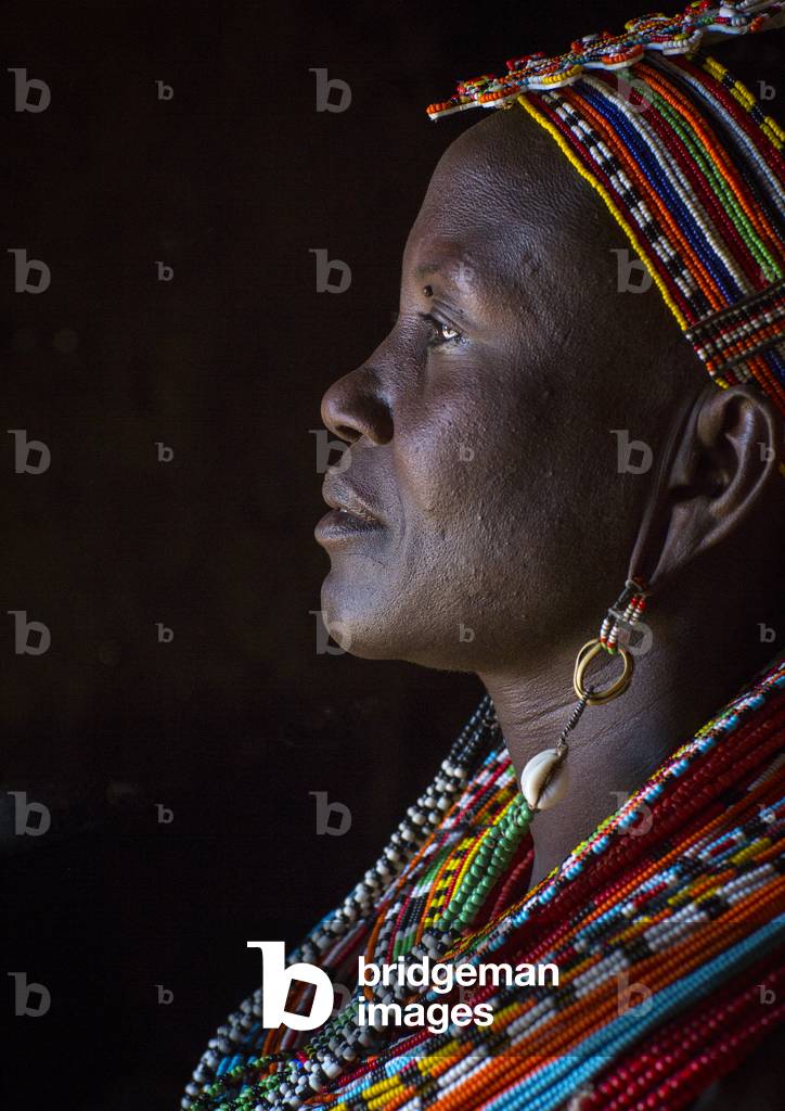 Samburu woman with traditional jewellry, Samburu county, Samburu national reserve, Kenya, Africa (photo)