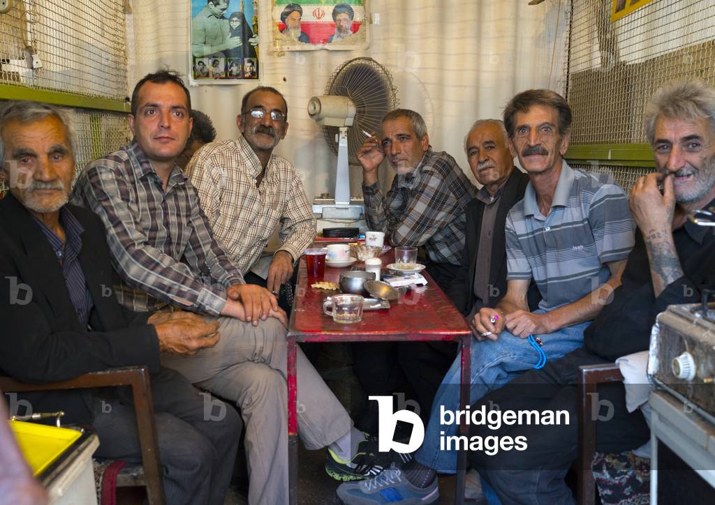Men Drinking Tea in a Cafe, Kermanshah, Iran (photo)